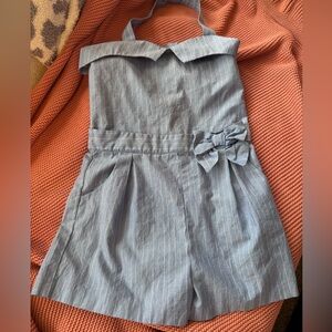 Light Blue Pinstripe Bow Romper Janie and Jack size 6 adorable